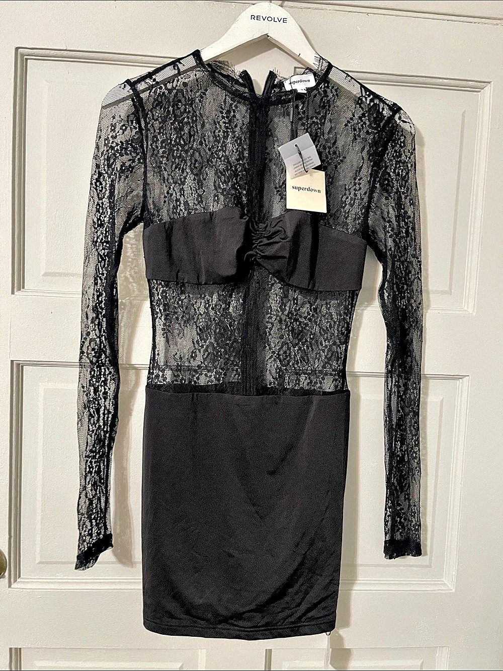 superdown Violetta Sheer Mini Dress Black